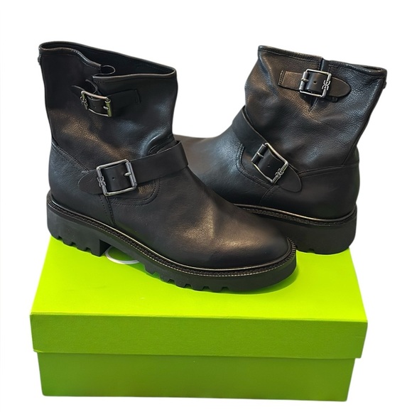 Sam Edelman Kinsley Biker  Black Leather Boots Women’s Size 8.5 - Picture 3 of 10